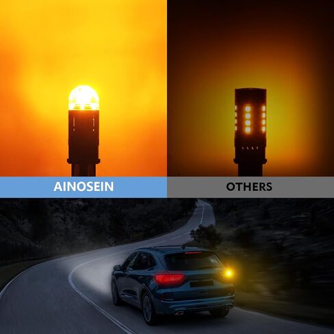 3157 AMBER LED LED LED LID Signal Pack 2-30W طاقة عالية السطوع المزدوج ، فلاش مضاد للمقاوم المدمج ، تبريد 12000 دورة في الدقيقة ، 7535/1860 رقائق (3156 3057 4057 متوافق) in Kuwait