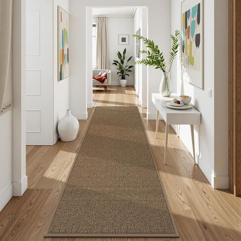 LIVEBOX Washable Runner Rug 2x6, Non-Slip Farmhouse Kitchen Rug Runner, Low Pile Easy Jute Runner Rug for Hallway, Natural Boho Entryway Runner Rug Woven Throw Carpet for Bedroom Laundry, Natural/Tan in Saudi Arabia