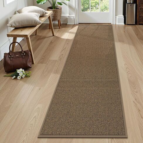 LIVEBOX Washable Runner Rug 2x6, Non-Slip Farmhouse Kitchen Rug Runner, Low Pile Easy Jute Runner Rug for Hallway, Natural Boho Entryway Runner Rug Woven Throw Carpet for Bedroom Laundry, Natural/Tan in Saudi Arabia