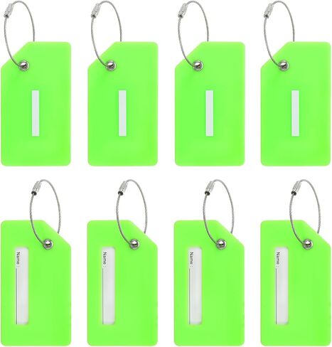PATIKIL Initial Luggage Tags, 8 Pcs Silicone Suitcase Tag Identifier ID Card Holder Unique Luggage Name Tags with Stainless Steel Loop, Letter I, Green in Kuwait