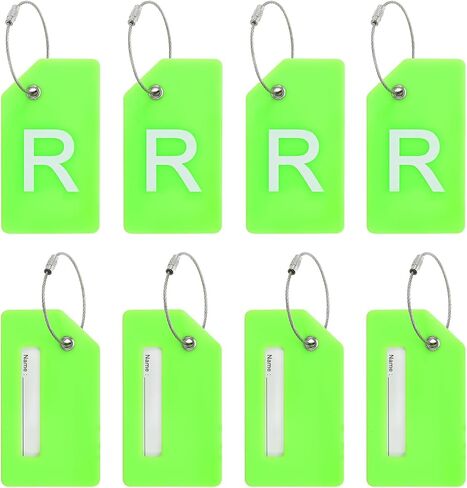 PATIKIL Initial Luggage Tags, 8 Pcs Silicone Suitcase Tag Identifier ID Card Holder Unique Luggage Name Tags with Stainless Steel Loop, Letter I, Green in Kuwait