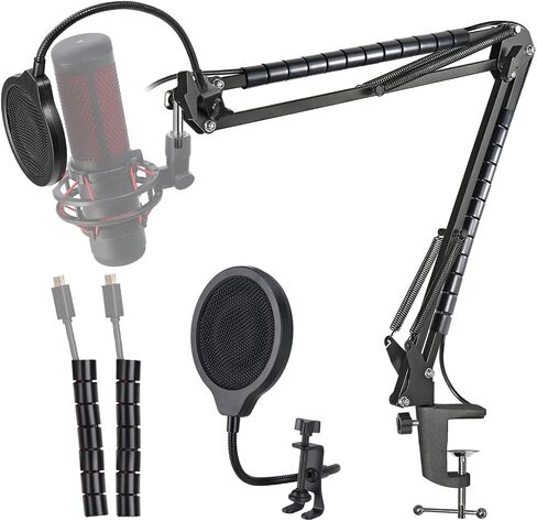 YOUSHARES Mic Arm Boom Arm - ذراع ميكروفون لـ NT USB/USB+ / USB Mini/XCM 50، Blue Yeti، HyperX QuadCast 1/2/S/2S، Fifine AM8، Shure SM7B، Razer، ميكروفون الألعاب باستخدام 3/8 بوصة إلى محول 5/8 بوصة in Saudi Arabia