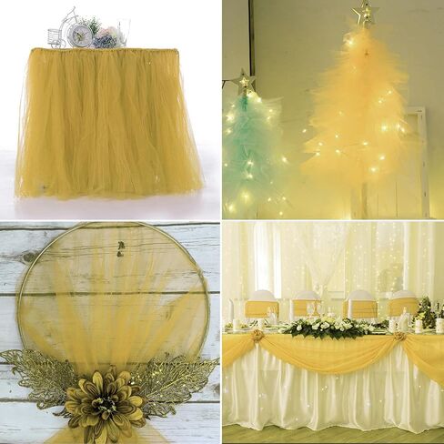 Antique Gold Tulle Fabric Rolls 54 Inch by 10 Yards Fabric Tulle Bolt for Wedding Decorations DIY Tutu Baby Shower Table Skirt Birthday Party Craft Supplies in Saudi Arabia