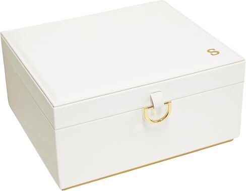 منزل جماعي - صندوق مجوهرات أحادي الفئة مع مرآة ، نقش مخصص للقبول الذهبية ، منظم مجوهرات أنيقة مع صينية قابلة للإزالة ، هدية مثالية لعيد الأم ، صديقة ، عيد ميلاد (ط) in Kuwait