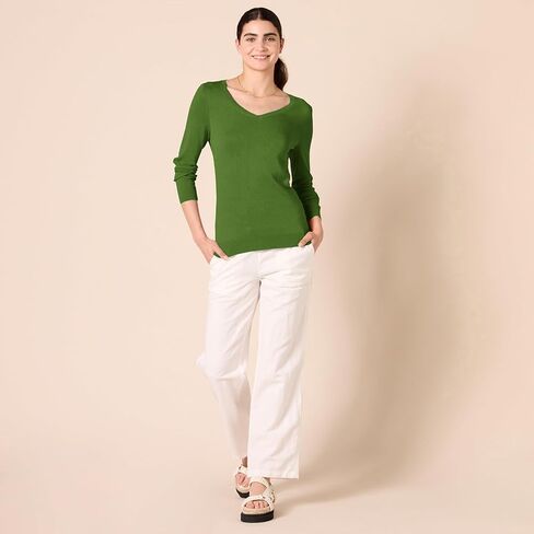 Amazon Essentials Women's Classic-Fit Lightweight Long-Sleeve V-Neck Sweater (Available in Plus Size) in Saudi Arabia