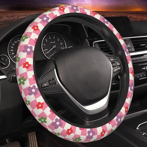 Steering Wheel Cover Rainbow Leopard Skin Elastic Steering Wheel Protector Neoprene Anti-Slip Sweat Absorption Universal Car Accessories 15 Inch for Women Men Fit Auto Cars Trucks in Saudi Arabia