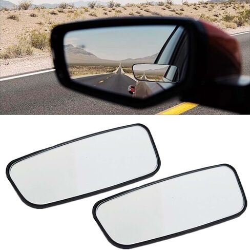 2PCS Car Rearview Blind Spot Mirror, 3.7" x 1.4" HD Glass Wide Angle Rearview Mirror, Rectangular Curved Reversing Parking Auxiliary Mirror, Universal Anti-glare Mirror for Most Cars (Rimmed) in Saudi Arabia