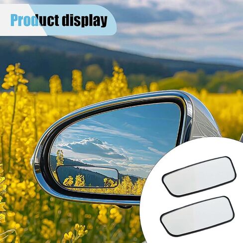 2PCS Car Rearview Blind Spot Mirror, 3.7" x 1.4" HD Glass Wide Angle Rearview Mirror, Rectangular Curved Reversing Parking Auxiliary Mirror, Universal Anti-glare Mirror for Most Cars (Rimmed) in Saudi Arabia