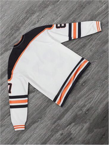 COZYEASE Men's Striped Number Print Graphic Sweatshirts V Neck Long Sleeve jersey streetwear Pullover Tops in Saudi Arabia