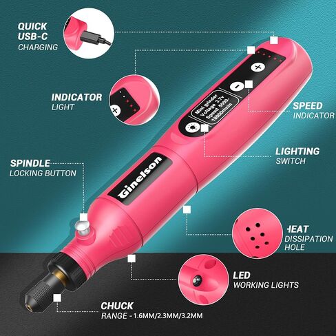 Cordless Rotary Tool, 2000 mAh Battery Pack, 5-Speed and USB-C Charging Rotary Tool Kit with 70 Accessories, Multi-Purpose 3.7V Power Rotary Tool for Sanding, Polishing, Engraving, DIY Crafts in Saudi Arabia