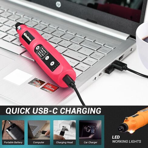 Cordless Rotary Tool, 2000 mAh Battery Pack, 5-Speed and USB-C Charging Rotary Tool Kit with 70 Accessories, Multi-Purpose 3.7V Power Rotary Tool for Sanding, Polishing, Engraving, DIY Crafts in Saudi Arabia