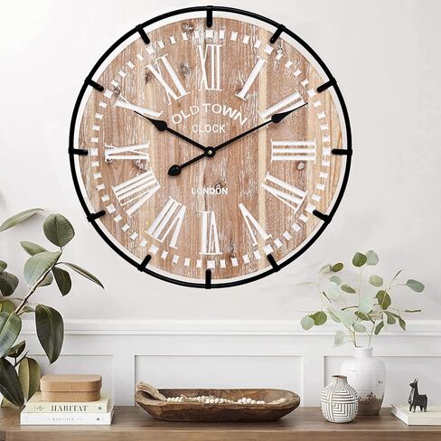 MODE HOME 29 Inch Oval Wall Clock for Living Room Decor, French Vintage Farmhouse Wall Clocks Decorative for Home, Large Wall Clock Battery Operated in Kuwait