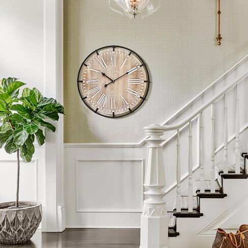 MODE HOME 29 Inch Oval Wall Clock for Living Room Decor, French Vintage Farmhouse Wall Clocks Decorative for Home, Large Wall Clock Battery Operated in Kuwait
