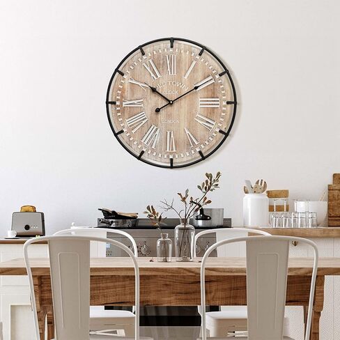 MODE HOME 29 Inch Oval Wall Clock for Living Room Decor, French Vintage Farmhouse Wall Clocks Decorative for Home, Large Wall Clock Battery Operated in Kuwait