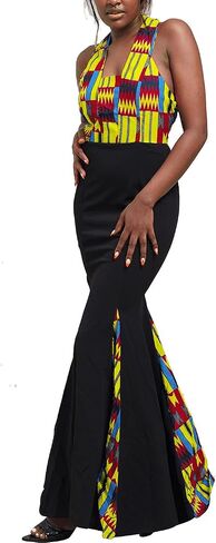 Women African KentePrint Dress Ankara Maxi Evening Dress in Saudi Arabia