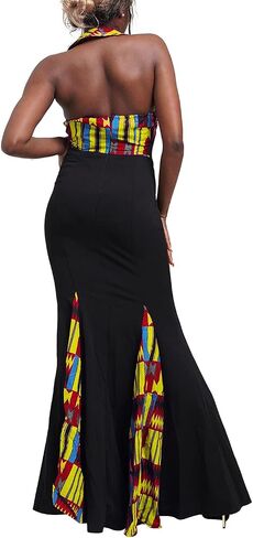 Women African KentePrint Dress Ankara Maxi Evening Dress in Saudi Arabia