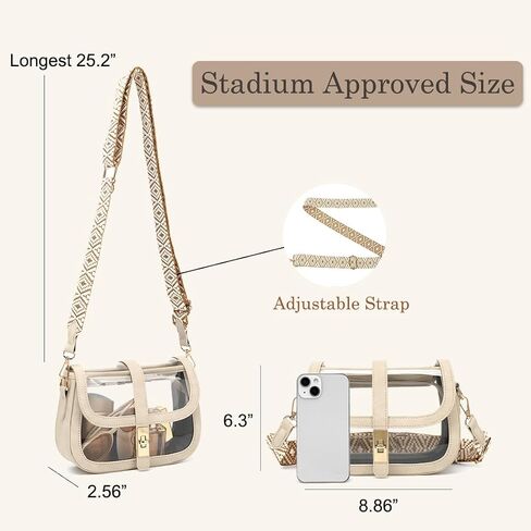 LOXOMU Clear Bag for Stadium Events, Cute Clear Crossbody Bag Stadium Approved, Small Clear Concert Purse for Women in Kuwait