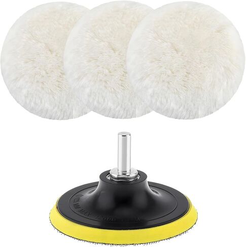 7 Inch Wool Polishing Buffing Pad, Polishing Buffing Wheel Hook and Loop Compound Cutting with M14 Drill Adapter, Wool Polishing Pads for Drill Buffer Attachment in Kuwait