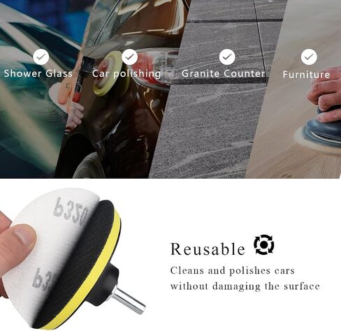 7 Inch Wool Polishing Buffing Pad, Polishing Buffing Wheel Hook and Loop Compound Cutting with M14 Drill Adapter, Wool Polishing Pads for Drill Buffer Attachment in Kuwait