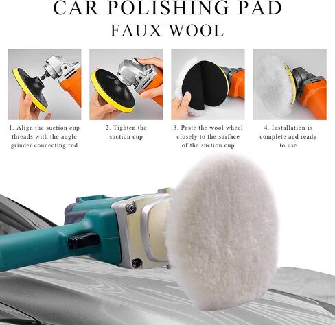 7 Inch Wool Polishing Buffing Pad, Polishing Buffing Wheel Hook and Loop Compound Cutting with M14 Drill Adapter, Wool Polishing Pads for Drill Buffer Attachment in Kuwait