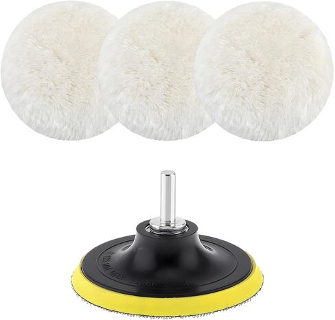 7 Inch Wool Polishing Buffing Pad, Polishing Buffing Wheel Hook and Loop Compound Cutting with M14 Drill Adapter, Wool Polishing Pads for Drill Buffer Attachment in Kuwait