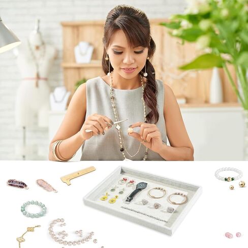 2pcs/Set Velvet Jewelry Tray, 24 Grids Large Storage Tray for Bracelet Bangle Beads Display, Jewellery Organizer Box Tray for Home Drawer or Shop Store Selling Show (Beige Velvet) in Saudi Arabia