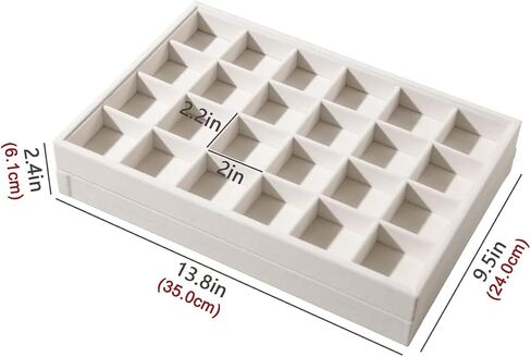 2pcs/Set Velvet Jewelry Tray, 24 Grids Large Storage Tray for Bracelet Bangle Beads Display, Jewellery Organizer Box Tray for Home Drawer or Shop Store Selling Show (Beige Velvet) in Saudi Arabia