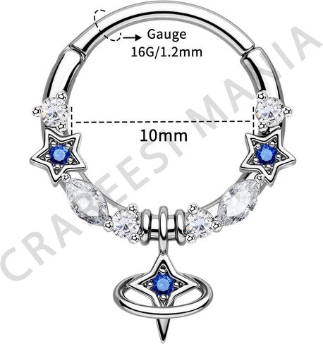 CM Crareesi Mania Dangle Septum Ring 316L من الفولاذ المقاوم للصدأ الحاجز المجوهر in Saudi Arabia