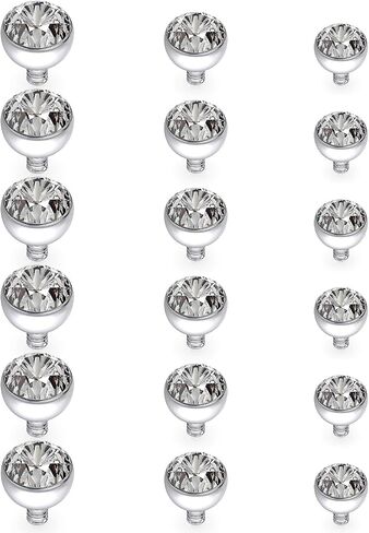 14G Dermal Tops Internally Threaded 316L Surgical Steel Dermal Anchor Clear Cubic Zirconia Dermals Piercing Jewelry for Women Men Top Size 2mm 3mm 4mm in Saudi Arabia