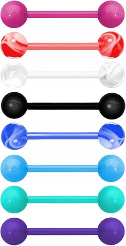 Acrylic Tongue Barbells Rings Candy Color Tongue Piercing Jewelry 14G Plastic Nipple Ring Colorful Tongue Bars for Women Men in Saudi Arabia