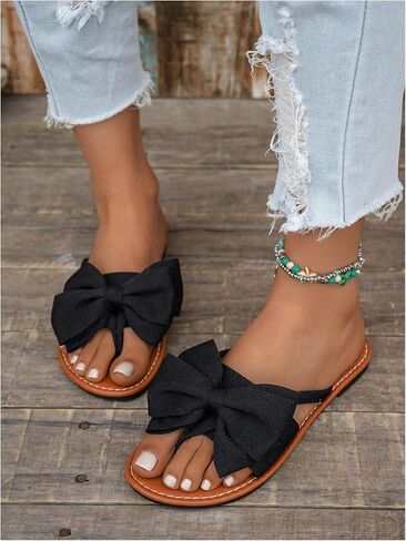 Gorglitter Women's Leopard Print Bow Sandals مسطحات مسطحة تنزلق على صلصة القدم المفتوحة in Kuwait