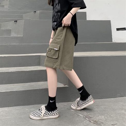 Linsennia Cargo Shorts for Women High Waisted Cotton Baggy Y2k Summer Bermuda Shorts Knee Length Casual Streetwear Harajuku in Kuwait