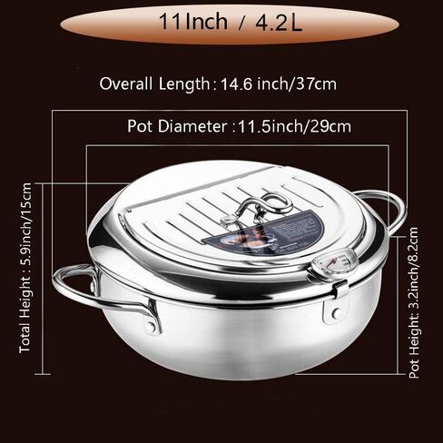Deep Fryer Pot, Japanese Tempura Small Deep Fryer Stainless Steel Frying Pot With Thermometer,Lid And Oil Drip Drainer Rack for French Fries Shrimp Chicken Wings and Shrimp (20cm/7.9inch) in Saudi Arabia