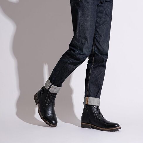 Vostey Men's Boots Black Boots for Men Casual Boots Motorcycle Combat Ankle Dress Boots Mens (BMY678A black 15) in Kuwait