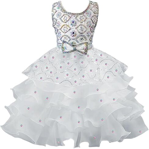 Handmade Beaded Rhinestone Girl Dress Birthday Formal Party Wedding Dresses Beauty Pageant Dress in Saudi Arabia