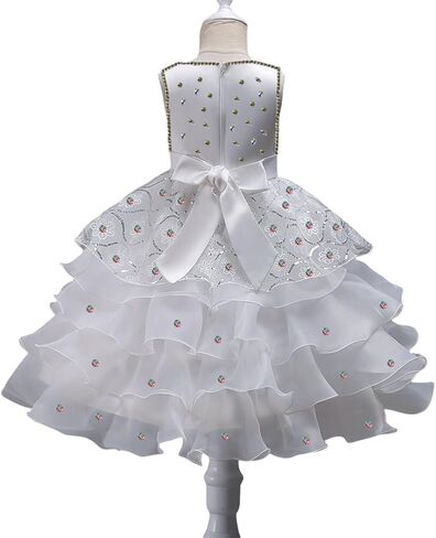 Handmade Beaded Rhinestone Girl Dress Birthday Formal Party Wedding Dresses Beauty Pageant Dress in Saudi Arabia