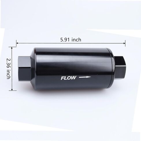 12AN Billet Aluminum 30 Micron Fuel Filter with Reusable Stainless Steel Mesh Filter Element No Glue Design, ORB-12 Port, Black in Saudi Arabia