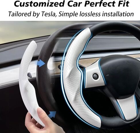 for Tesla 2017-2023 Model 3 and 2020-2024 Model Y Steering Wheel Cover Trim Interior Decoration Protection Accessories (M3/My-White 5pcs) in Kuwait