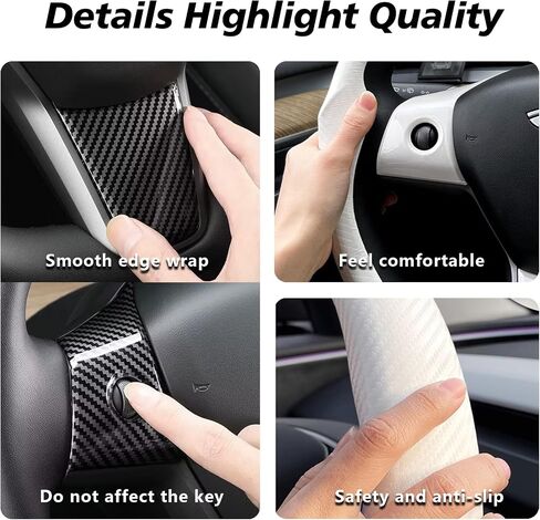 for Tesla 2017-2023 Model 3 and 2020-2024 Model Y Steering Wheel Cover Trim Interior Decoration Protection Accessories (M3/My-White 5pcs) in Kuwait