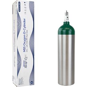 Dynarex Resp-O2 M6 أسطوانات الأكسجين B مع صمام ما بعد CGA 870-1L أسطوانة الأوكسجين القياسية-خزان محمول من الألومنيوم خفيف الوزن مع سعة أكسجين 165 لتر