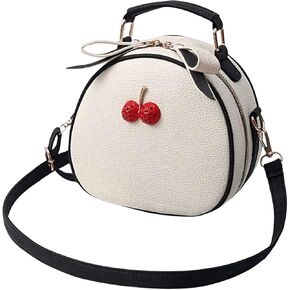 QWINEE نساء لطيف الكرز كروس bag bag zipper top مقبض الكتف حقيبة يد PU الجلود محفظة دائرة صغيرة