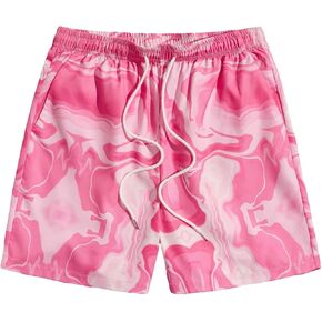 SHENHE Men's Graphic Print Drawstring Waist Summer Shorts Tie Front Straight Leg Shorts with Pocket