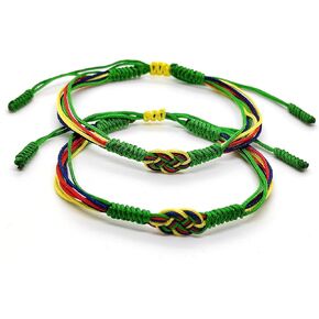 2Pcs Country Flag Code Infinity String Bracelet Boho Style Woven Rope Surfer Bracelets Lucky and Protection Gifts for Women Men in Kuwait