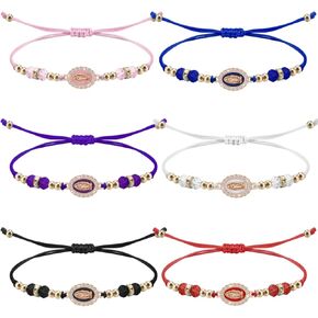 6pcs Rhinestone Virgin Mary Bracelet string forgen de Guadalupe Crystal Bead Bracelets Mexican Mexican for Women Birthday Party Form