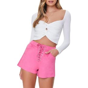 Forever 21 Women's Faux Suede Lace-up Shorts