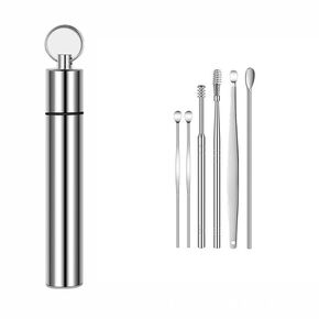 Professional Ear Cleaning Kit, 6-Piece Stainless Steel Set with Storage Case, Multi-Tool Ear Pick and Massage Tools