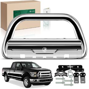 yhtauto 3.5 "شريط دفع الشريط الثور مع لوحة انزلاق ضوء الجبل FIT FORD F-150 2004-2024 ، F-150 Lightning 2022-2025 ، Expedition 2003-2017 ، S/S 304 Brush Guard for Truck Mort