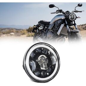 Shkalacar 5.75 Inch LED Motorcycle Headlight with High/Low Beam Turn Signal DRL and Colorful Angle Eye Light