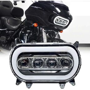 Dual LED Headlights Carbon Fibre Projector Head Lamp High low Beam DRL Dot Approved For Harley Davidson Road Glide 2015-2023