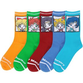 Bioworld Sailor Moon Characters Women's 5-Pair Casual Crew Socks